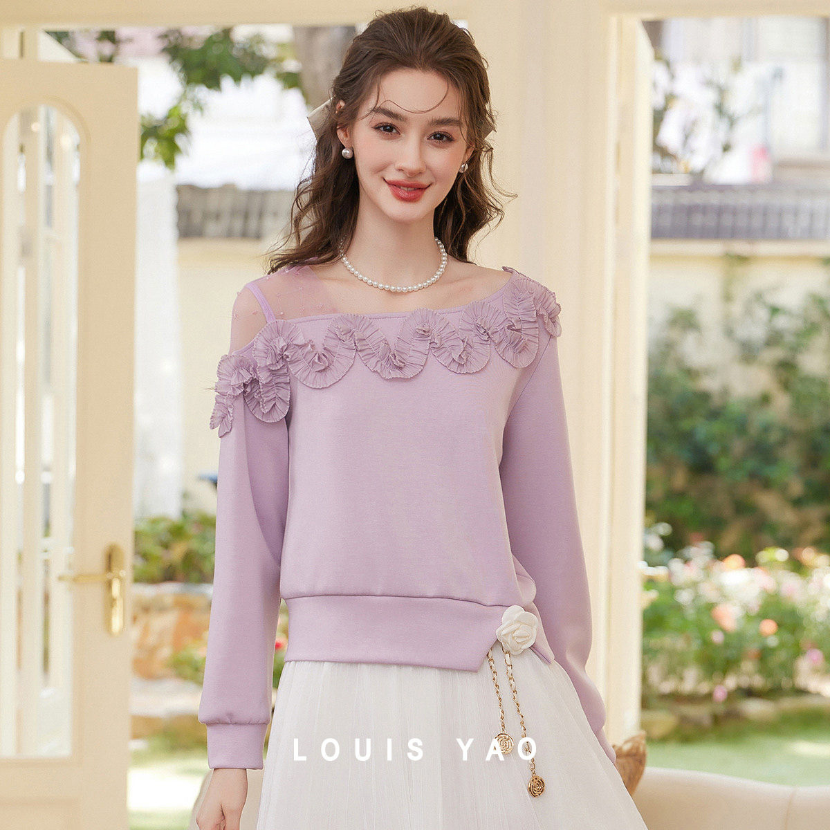 Plant Parent Hoodie - LOUIS YAO Sweet Irregular Neck Splice