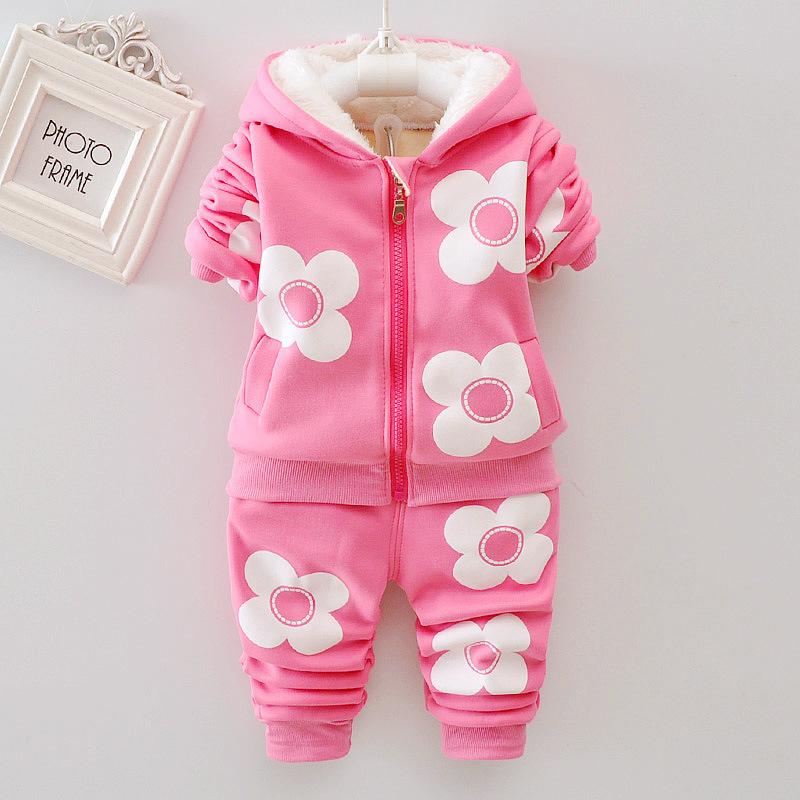 Plant Parent Hoodie - Baby Girls Flower Cartoon Thickk Woolen