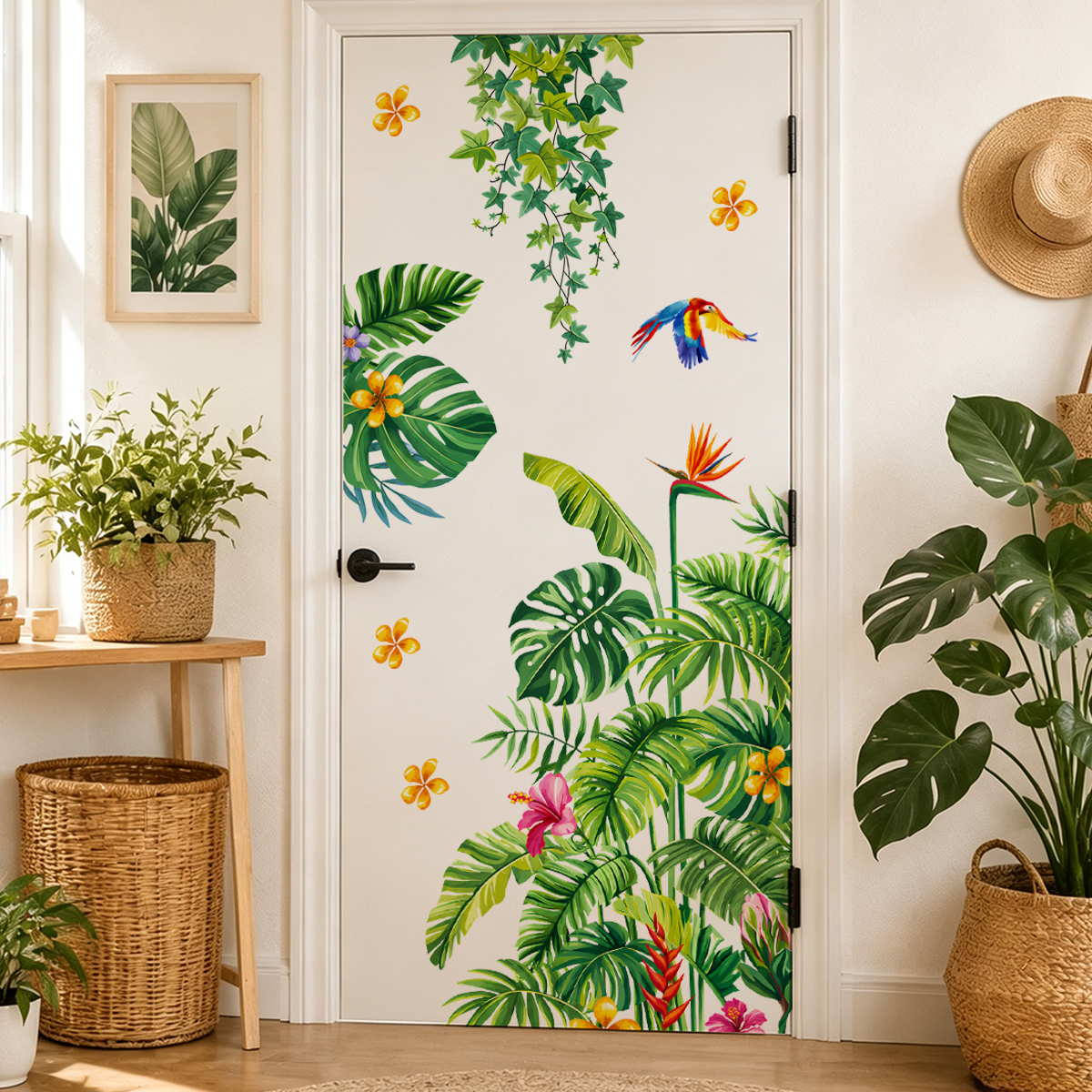 Plant Parenthood - Tropical Plants Door Stickers Palm Leaves