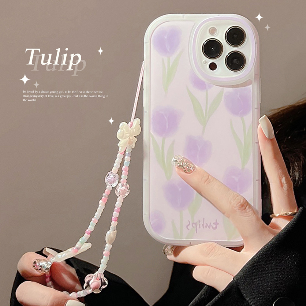 Plants X - Tulip Flowers Phone Case Wrist Strap