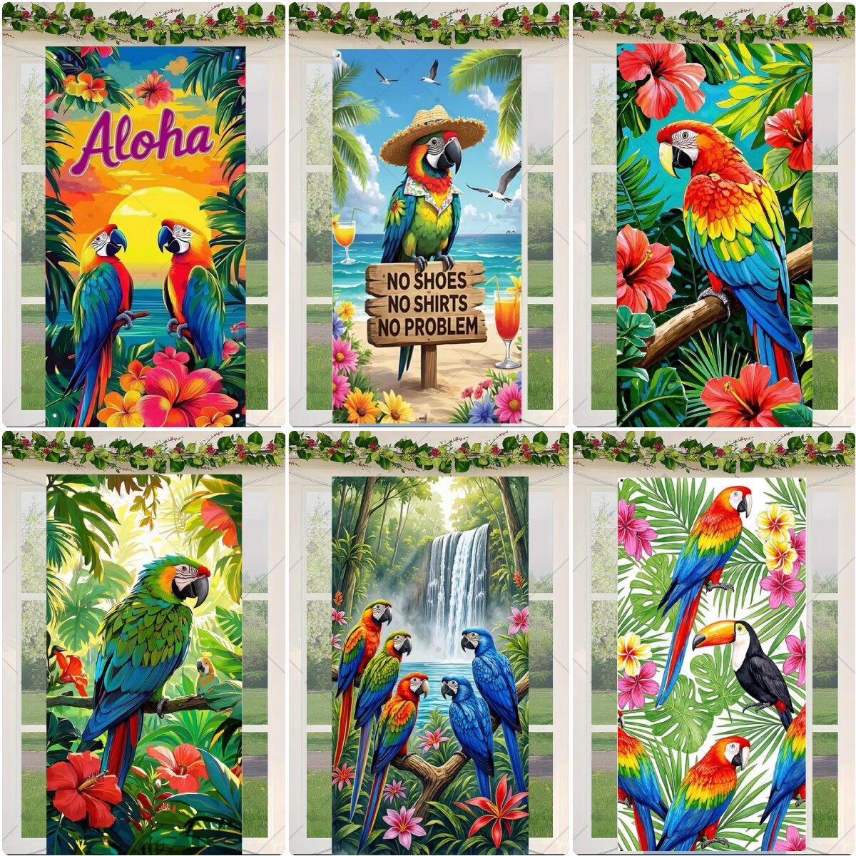Plant Parenthood - Tropical Parrot Aloha Party Flag Decor