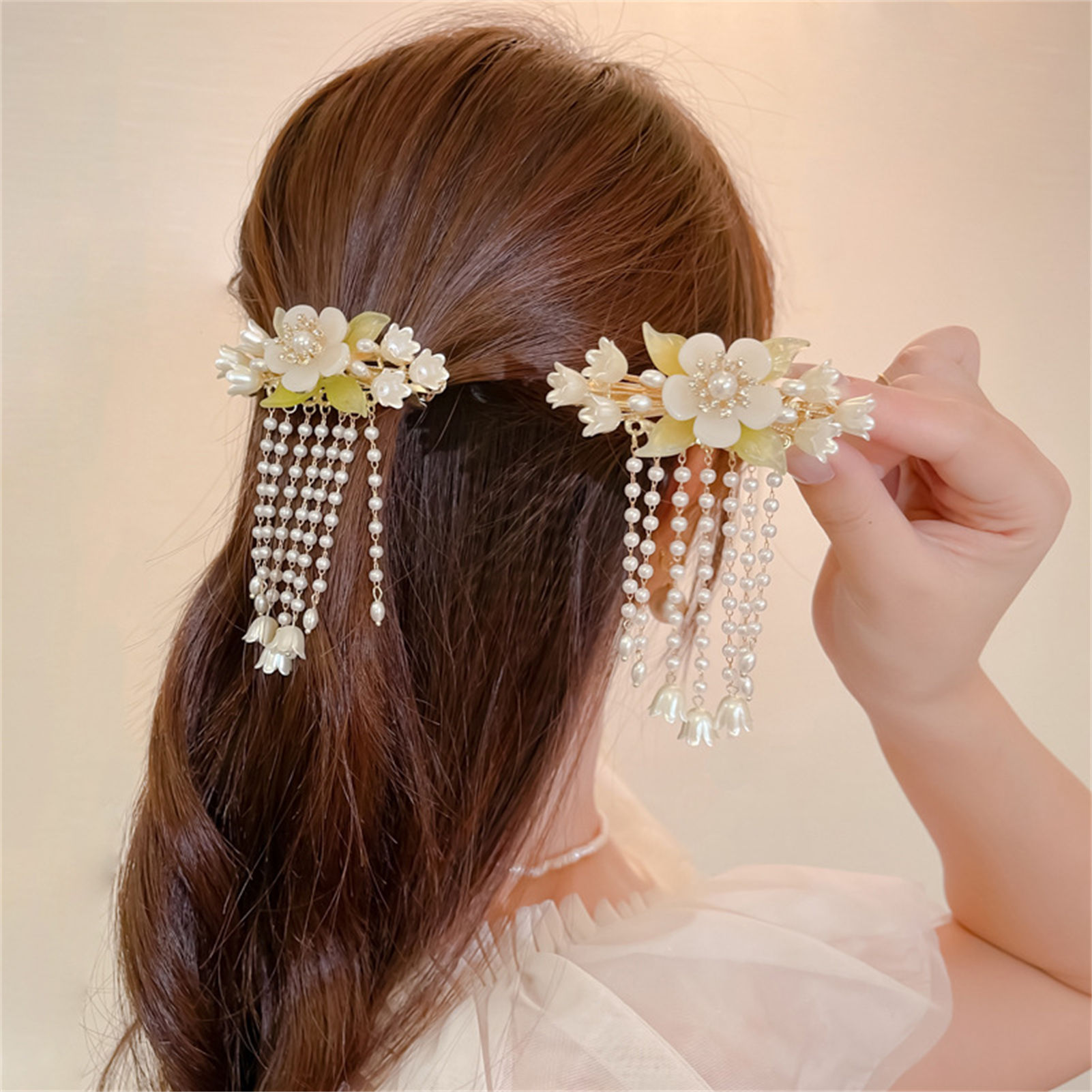Vintage Flower Tassel Hair Cli - огляд і ціна Orchid Phalaenopsis